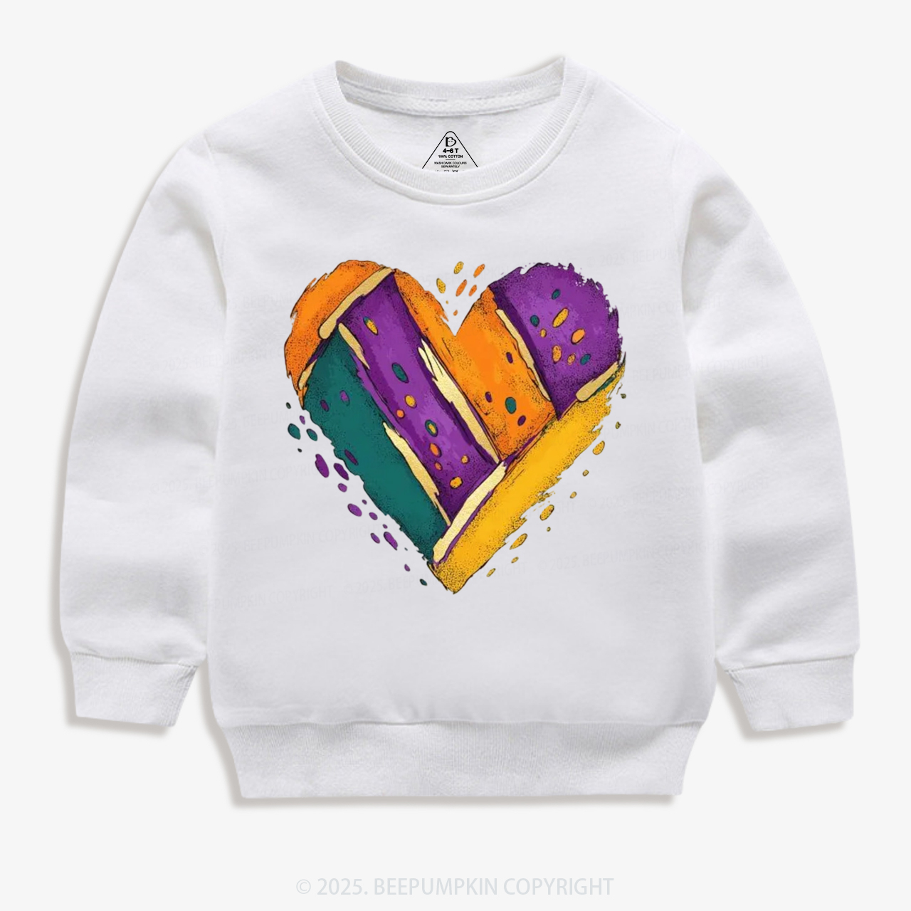 Mardi Gras Heart Kid's Sweatshirt