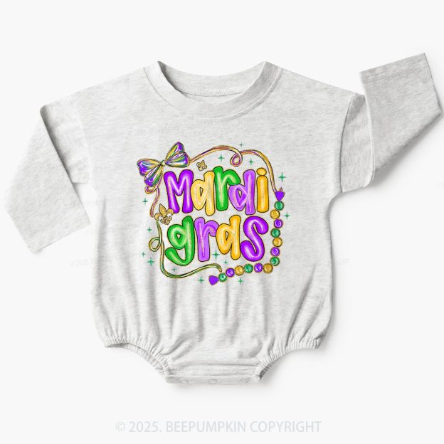 Brushstroke Mardi Gras Baby Bubble Romper Beepumpkin