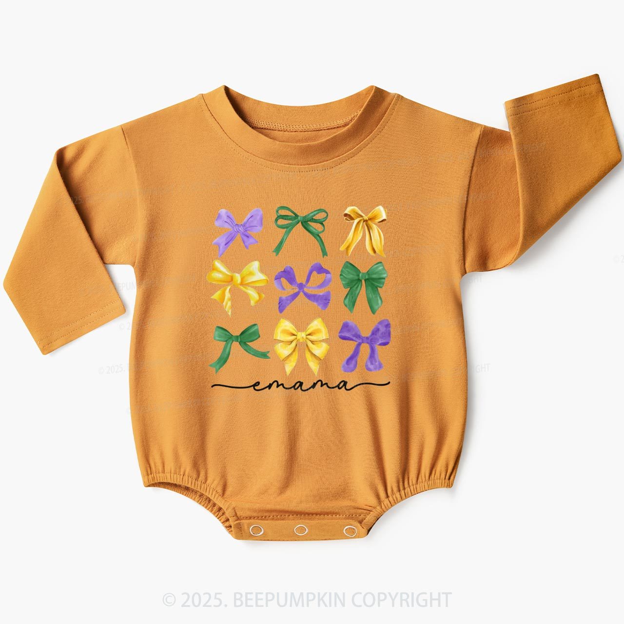 Personalized Carnival Bow Name Baby Bubble Romper Beepumpkin