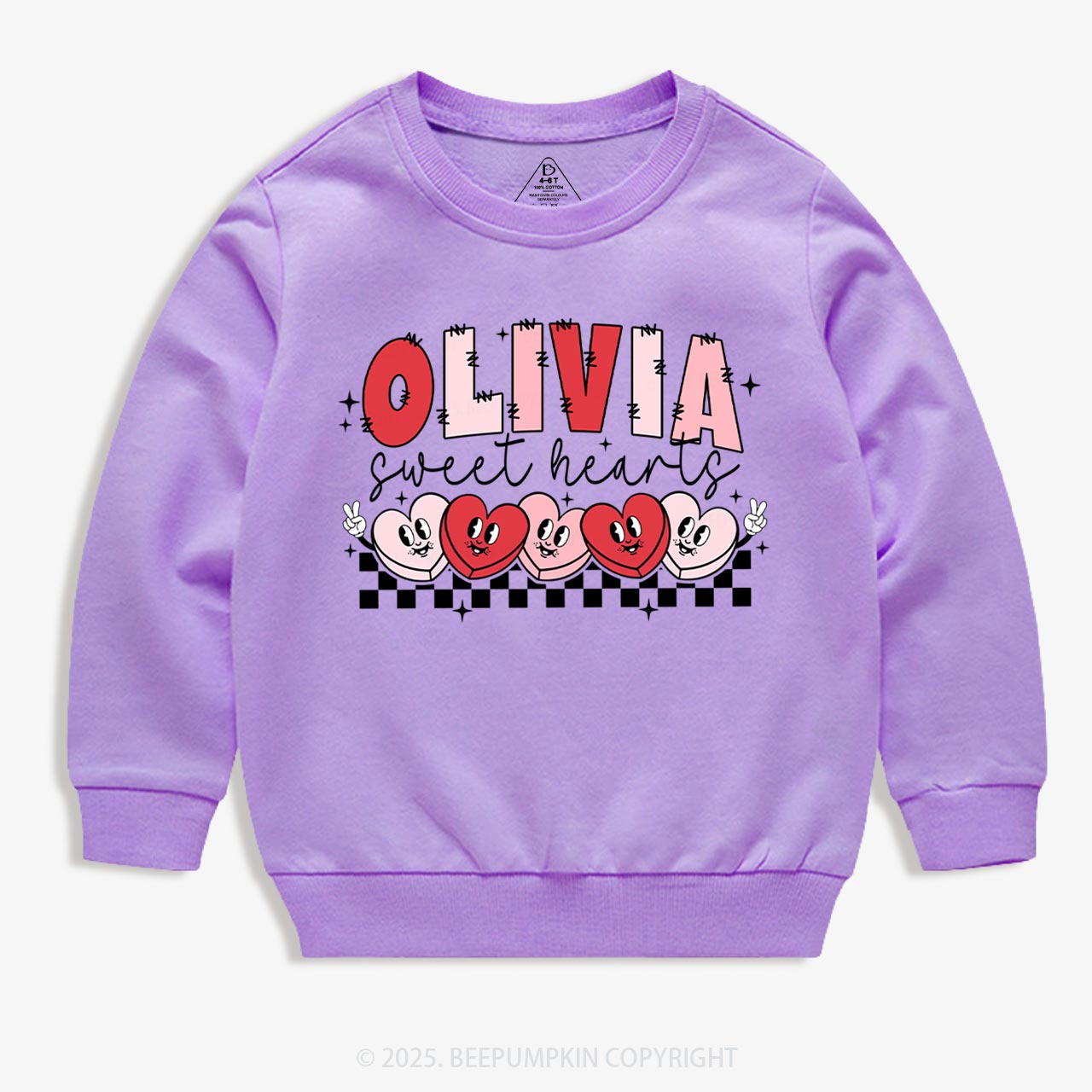 Personalized Pink Heart Smile Kid's Sweatshirt
