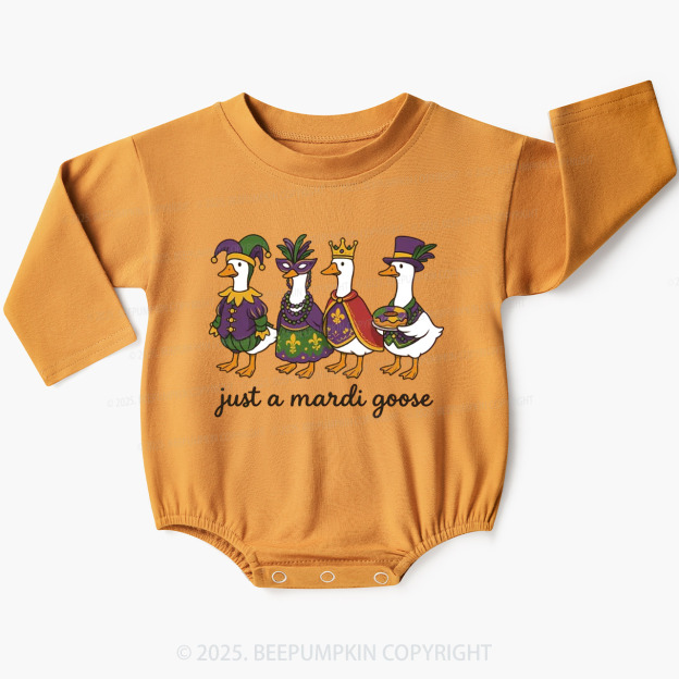 Just A Mardi Goose Baby Bubble Romper Beepumpkin