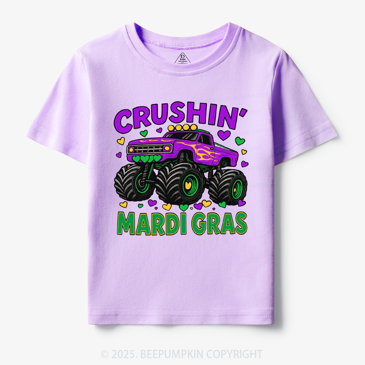 Crushin' Mardi Gras Monster Truck Toddler&Kid's Tees Beepumpkin