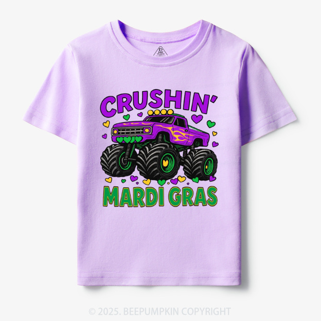 Crushin' Mardi Gras Monster Truck Toddler&Kid's Tees Beepumpkin