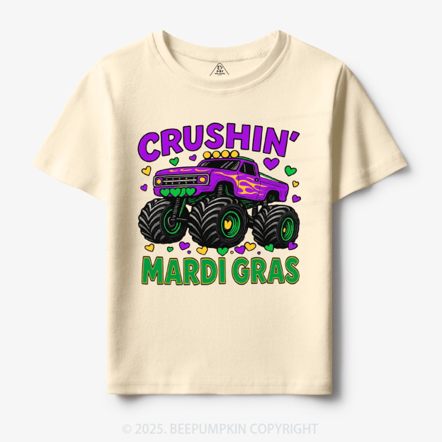 Crushin' Mardi Gras Monster Truck Toddler&Kid's Tees Beepumpkin