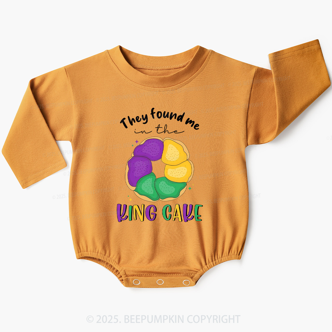 They Found Me In The King Cake Baby Bubble Romper Beepumpkin