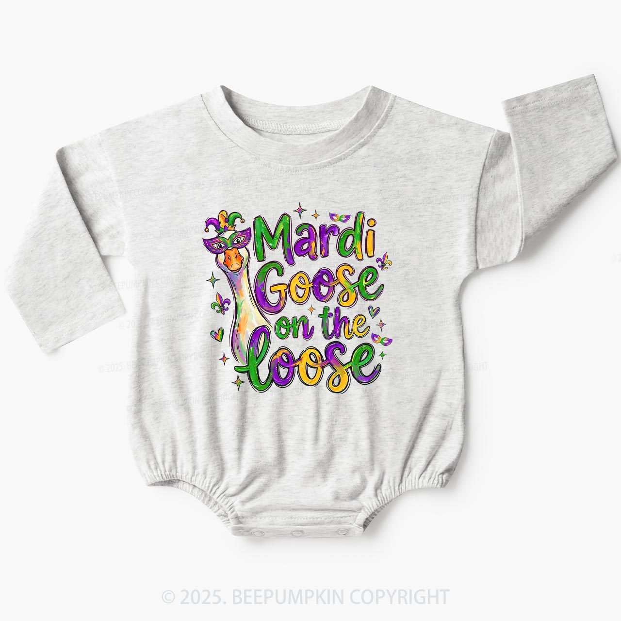 Mardi Gras Goose Baby Bubble Romper Beepumpkin