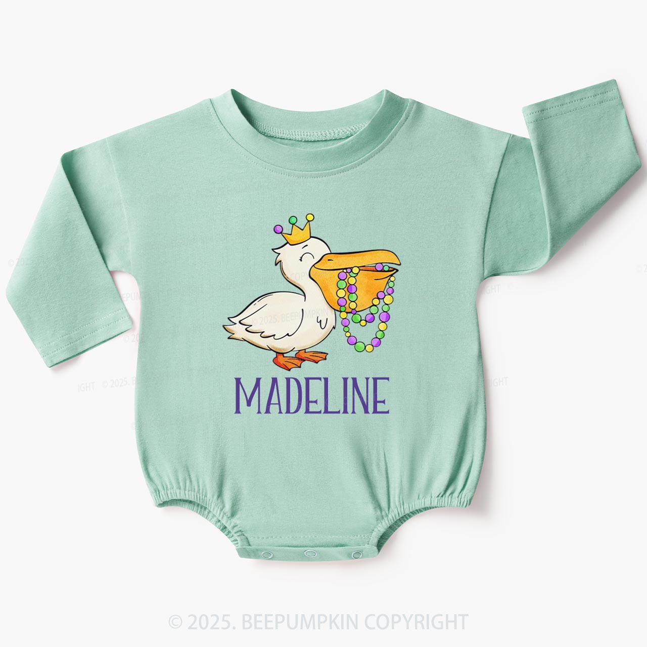 Personalized Louisiana Pelican Baby Bubble Romper Beepumpkin