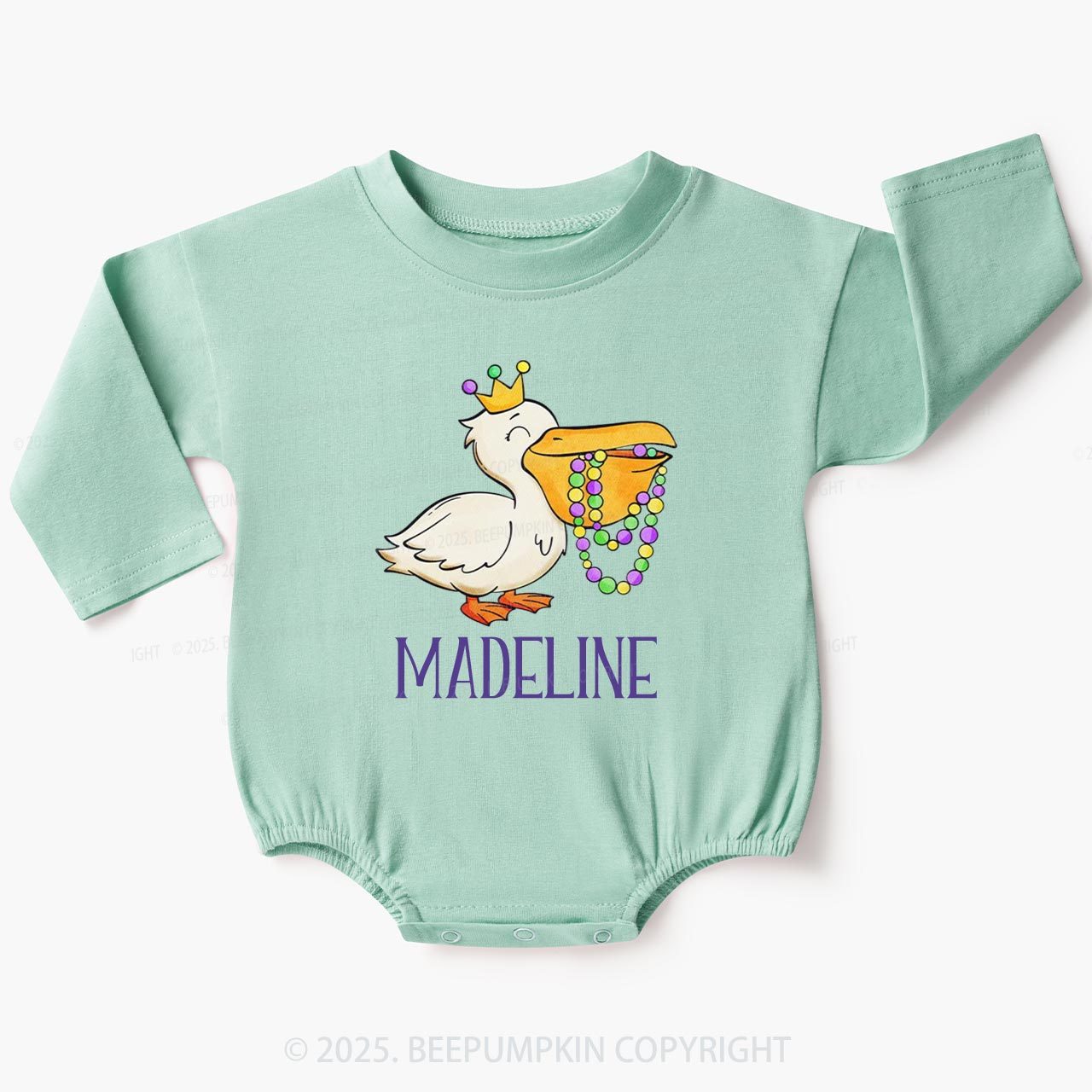 Personalized Louisiana Pelican Baby Bubble Romper Beepumpkin
