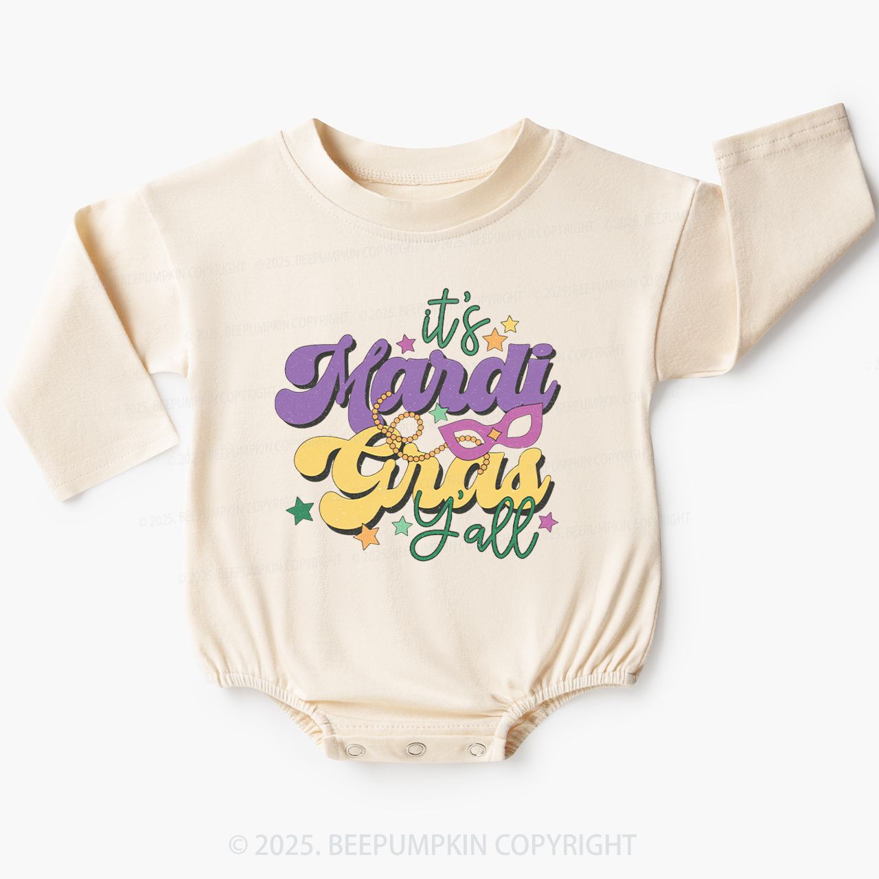 It's Mardi Gras Y'all Baby Bubble Romper Beepumpkin