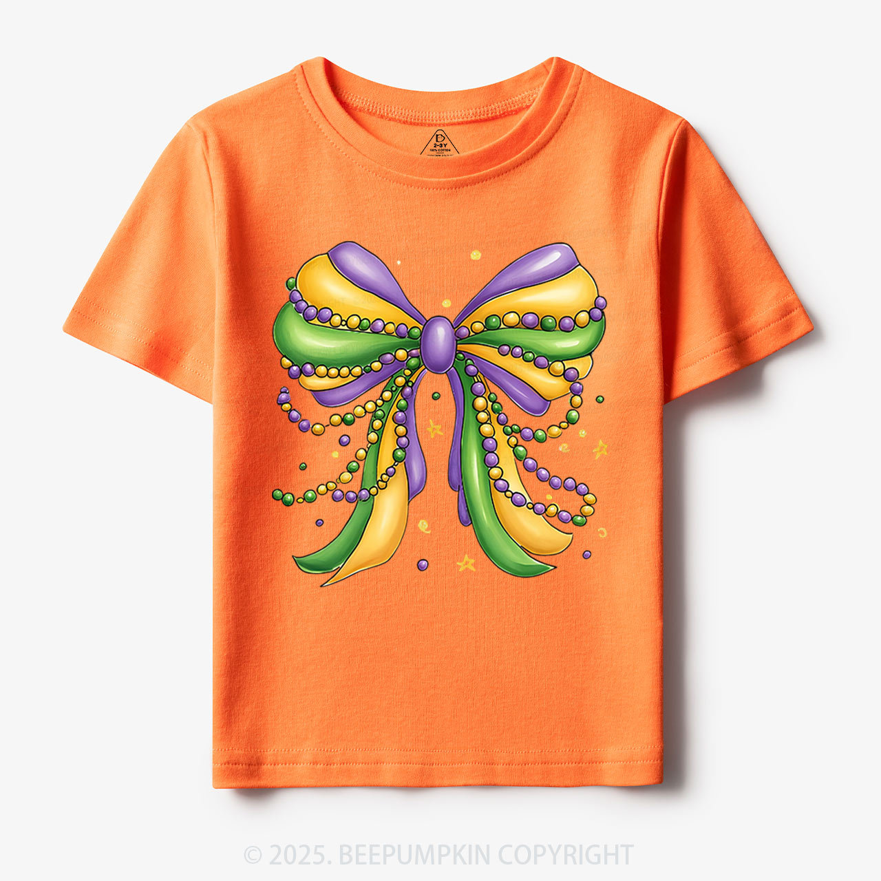 Mardi Gras Ribbon Bow Toddler&Kid's Tees Beepumpkin