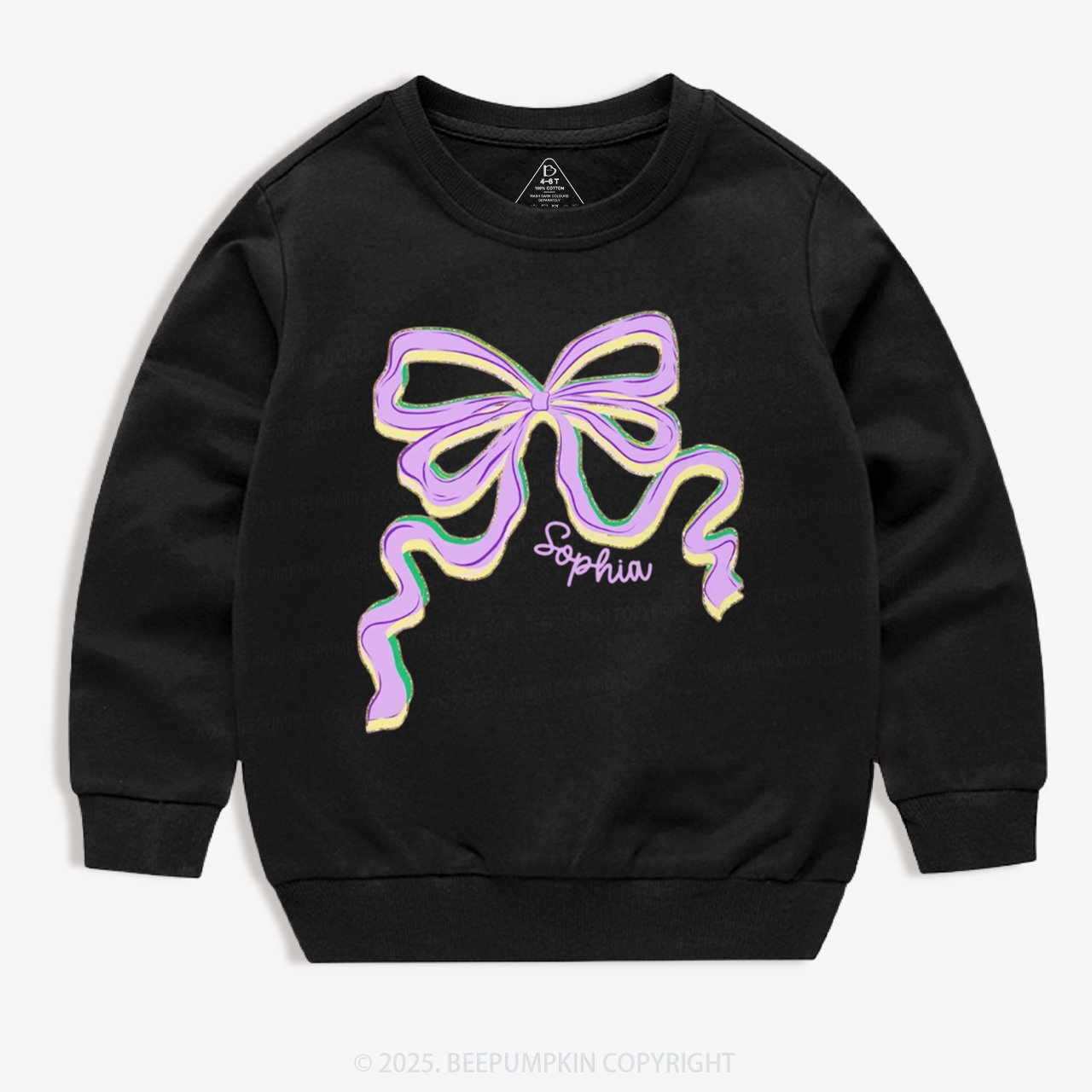 Personalized Sugar Bow Mardi Gras Kid's Sweatshirt