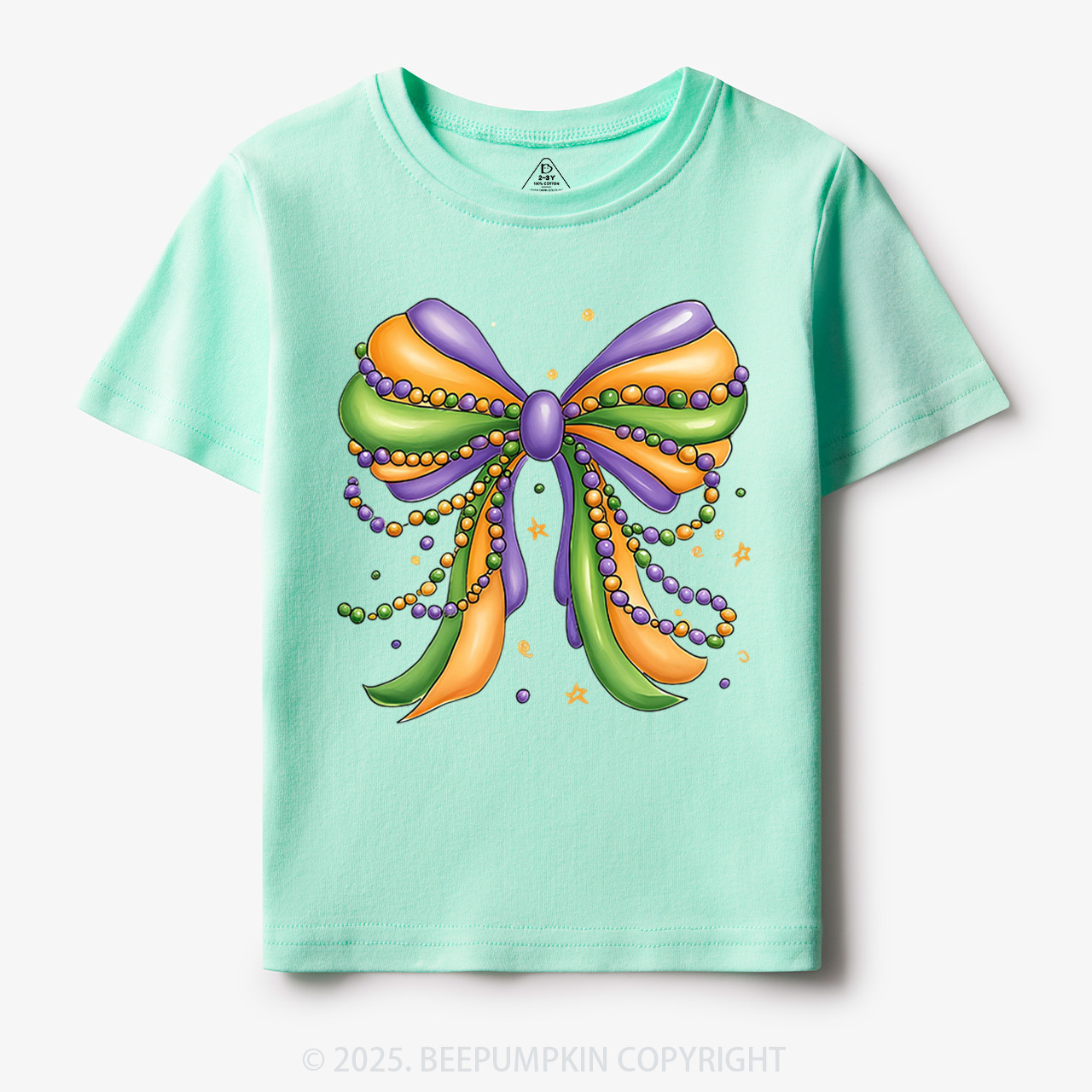 Mardi Gras Ribbon Bow Toddler&Kid's Tees Beepumpkin