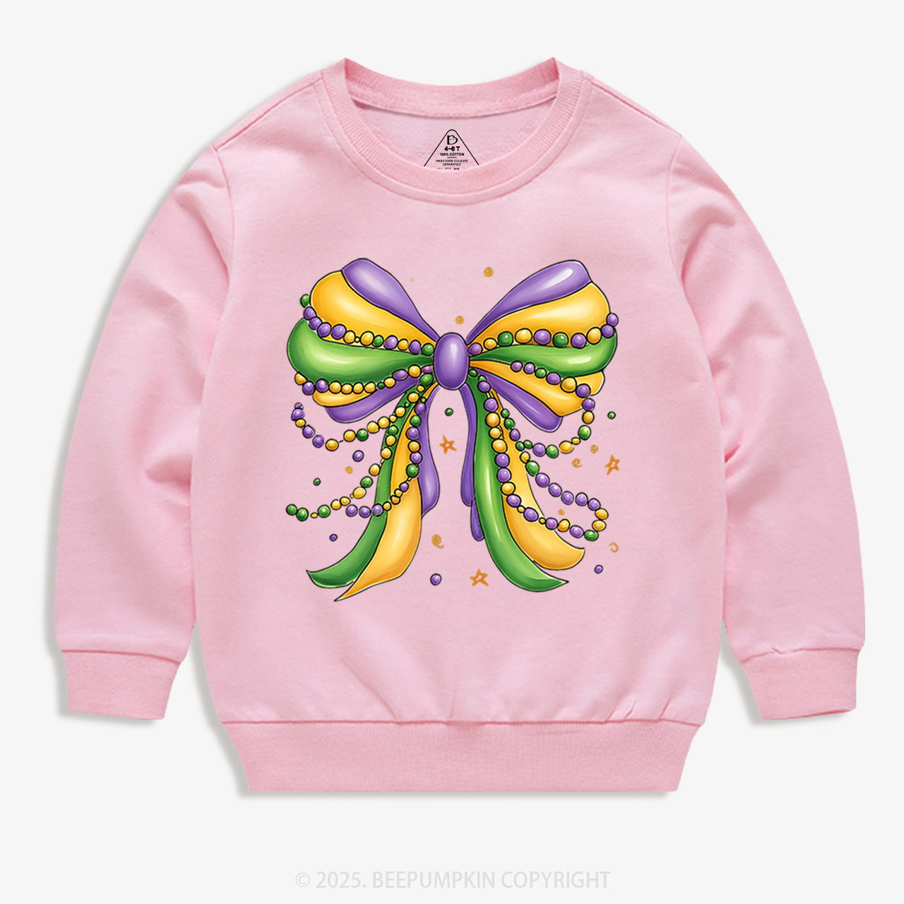 Mardi Gras Ribbon Bow Kid's Sweatshirt