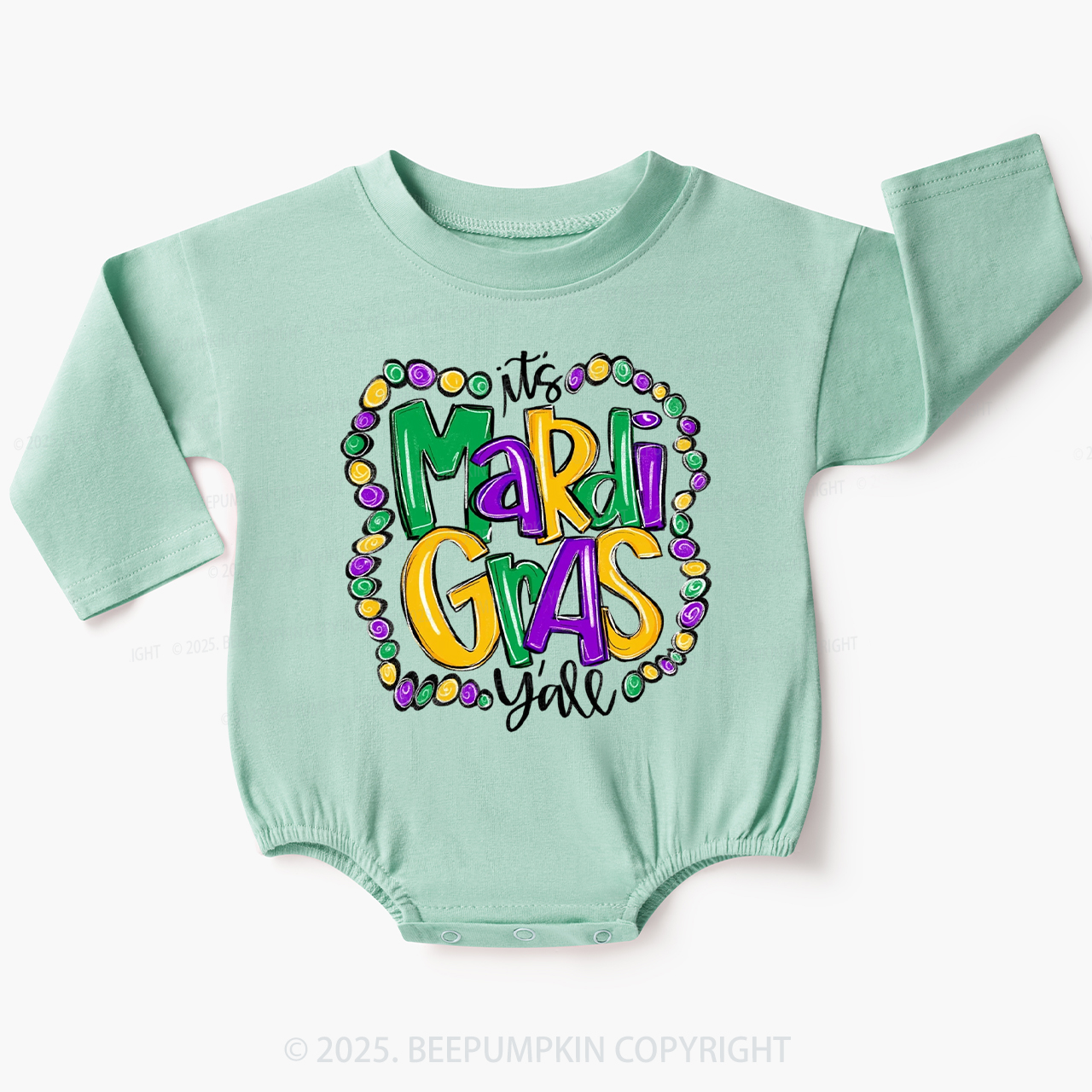 It's Mardi Gras Y'all Baby Bubble Romper Beepumpkin