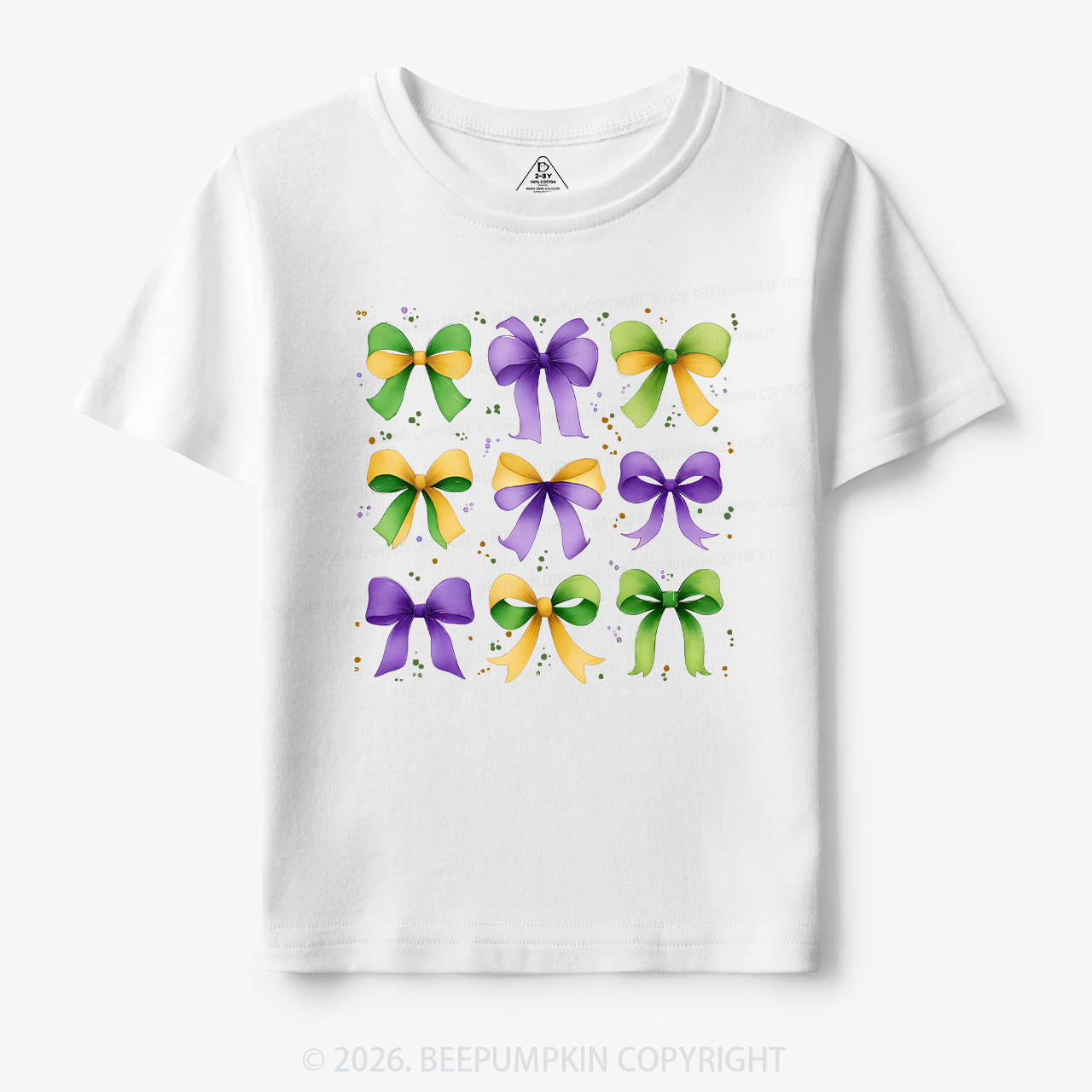 Kids Mardi Gras Ribbon Bows Toddler&Kid's Tees Beepumpkin
