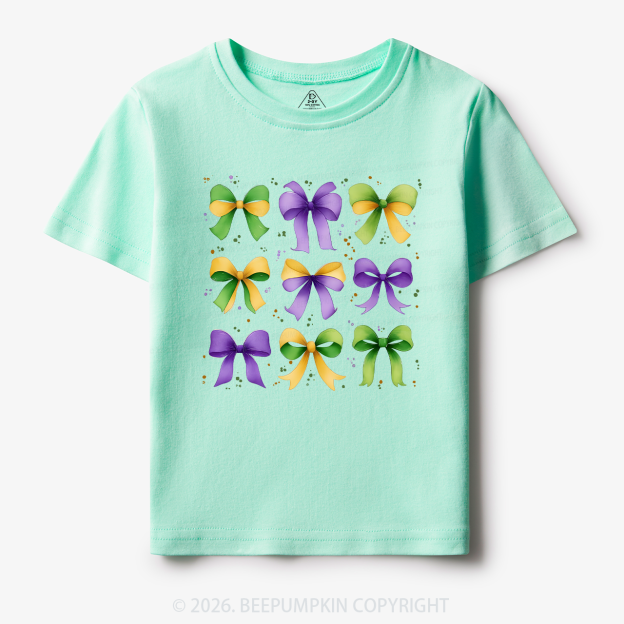 Kids Mardi Gras Ribbon Bows Toddler&Kid's Tees Beepumpkin