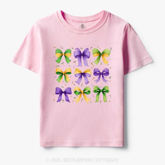 Kids Mardi Gras Ribbon Bows Toddler&Kid's Tees Beepumpkin