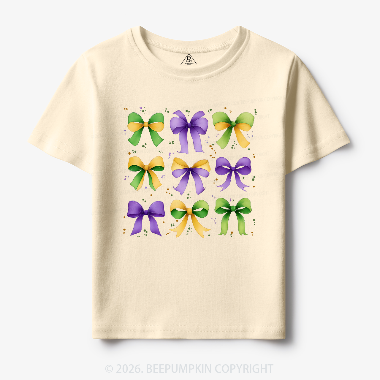 Kids Mardi Gras Ribbon Bows Toddler&Kid's Tees Beepumpkin