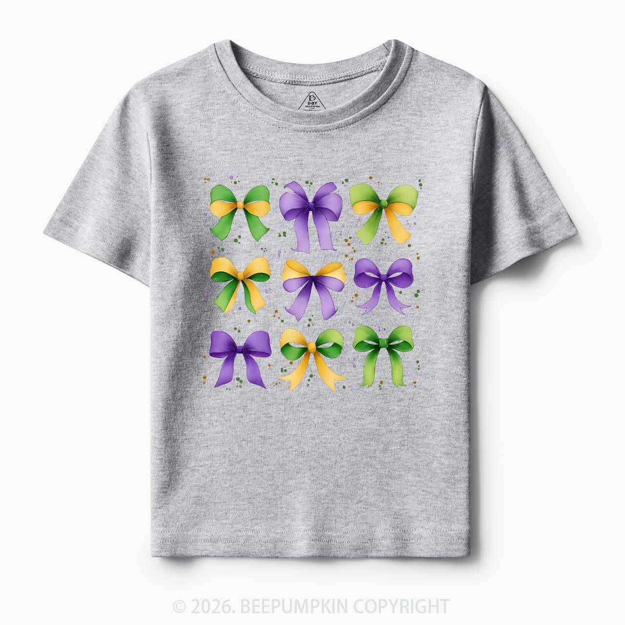 Kids Mardi Gras Ribbon Bows Toddler&Kid's Tees Beepumpkin