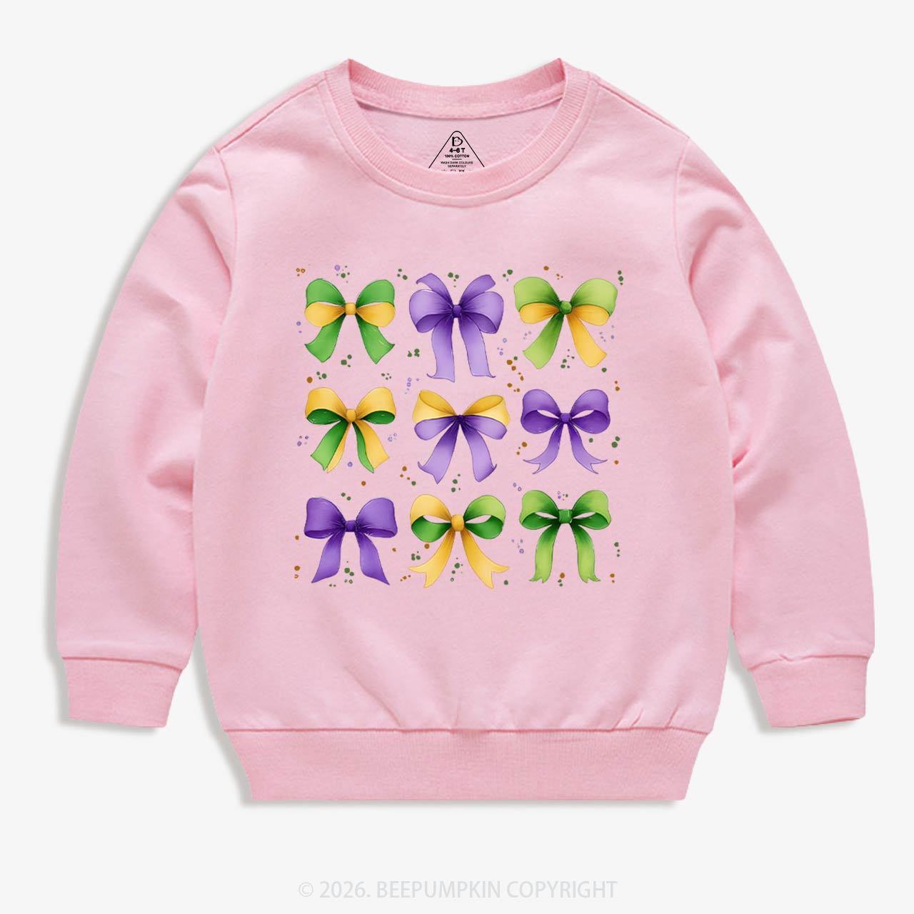 Kids Mardi Gras Ribbon Bows Kid's Sweatshirt