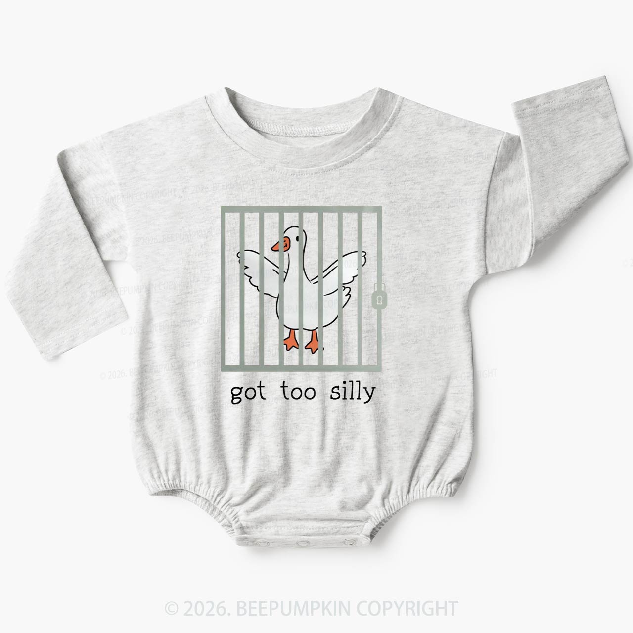 Funny Goose Got Too Silly Baby Bubble Romper Beepumpkin