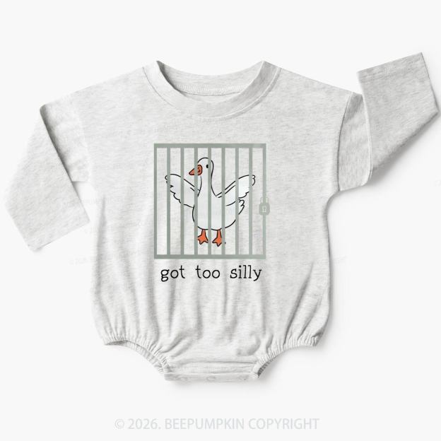 Funny Goose Got Too Silly Baby Bubble Romper Beepumpkin