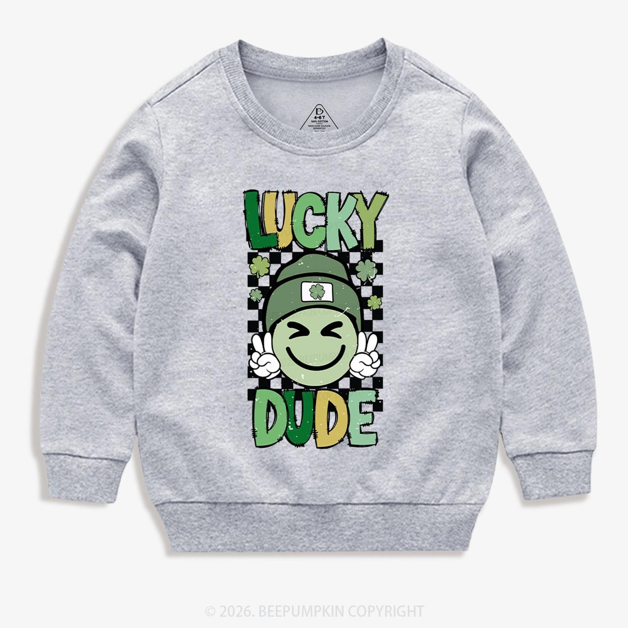 Retro Lucky Dude St.Patricks Day Kids Sweatshirt Sale-Beepumpkin™