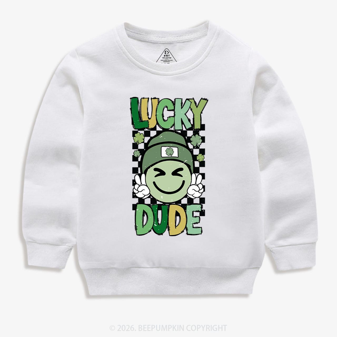 Retro Lucky Dude St.Patricks Day Kids Sweatshirt