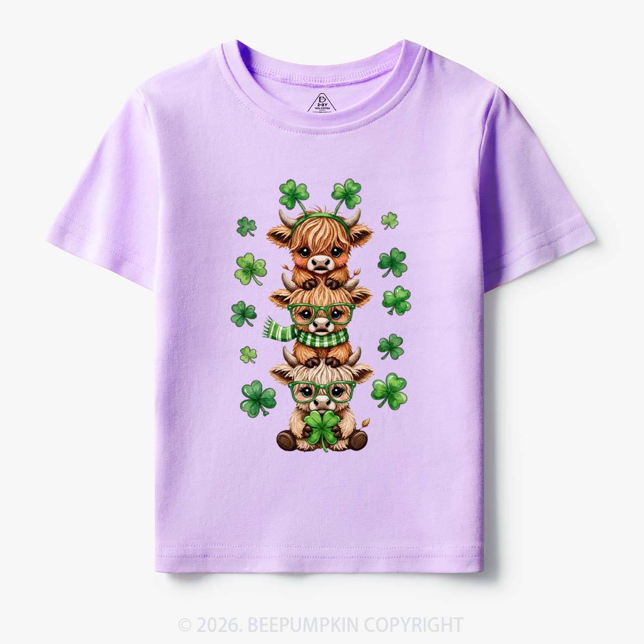 Highland Cow St. Patrick's Day Toddler&Kid's Tees Beepumpkin