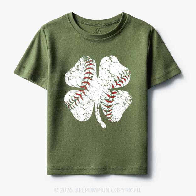 Baseball Shamrock St Patrick's Day Toddler&Kid's Tees Beepumpkin