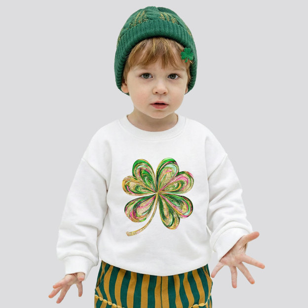 Retro Lucky Shamrock St Patrick's Day Kid's Sweatshirt