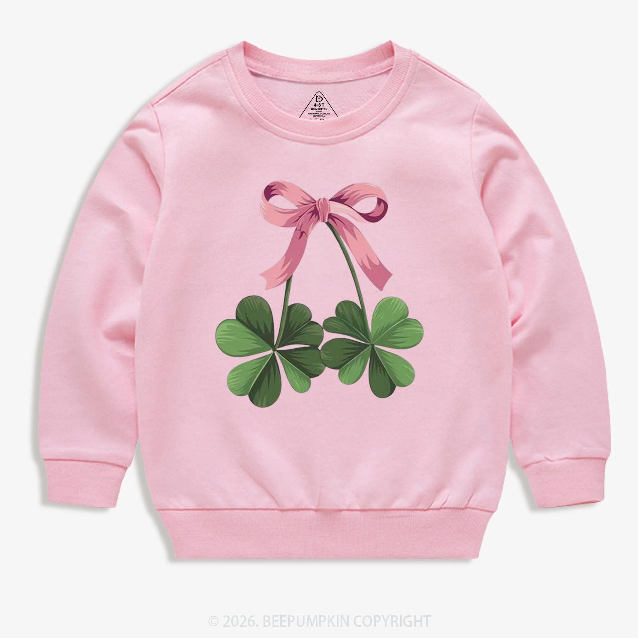 Lucky Shamrock Bow St Patrick's Day Kid's Sweatshirt