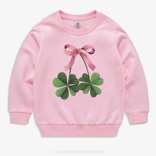Lucky Shamrock Bow St Patrick's Day Kid's Sweatshirt