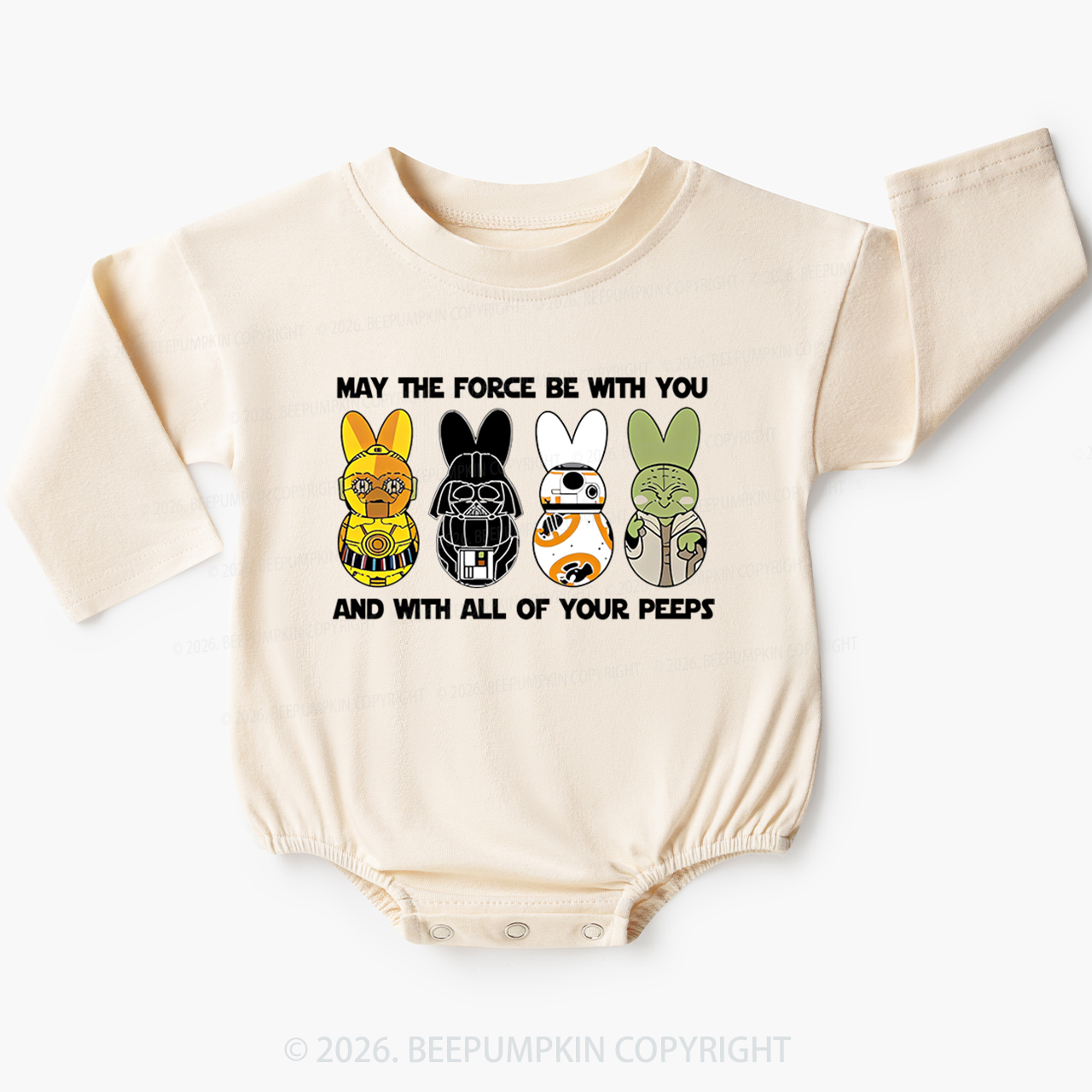 Bunny Ears Happy Easter Baby Bubble Romper Beepumpkin