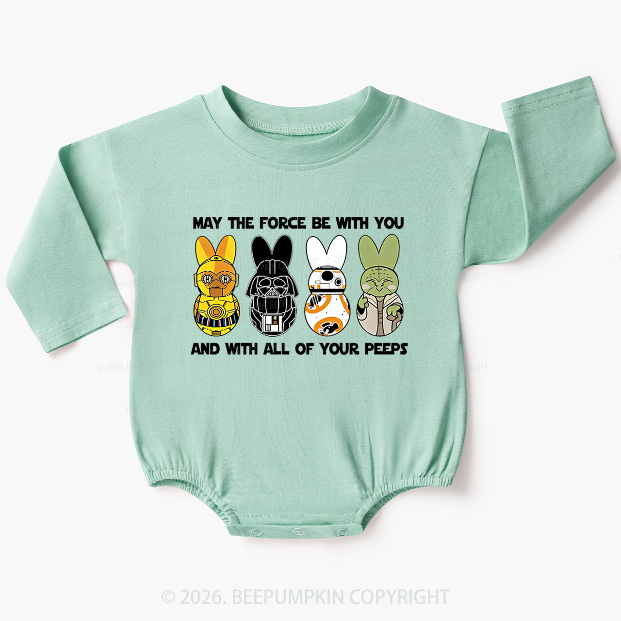 Bunny Ears Happy Easter Baby Bubble Romper Beepumpkin