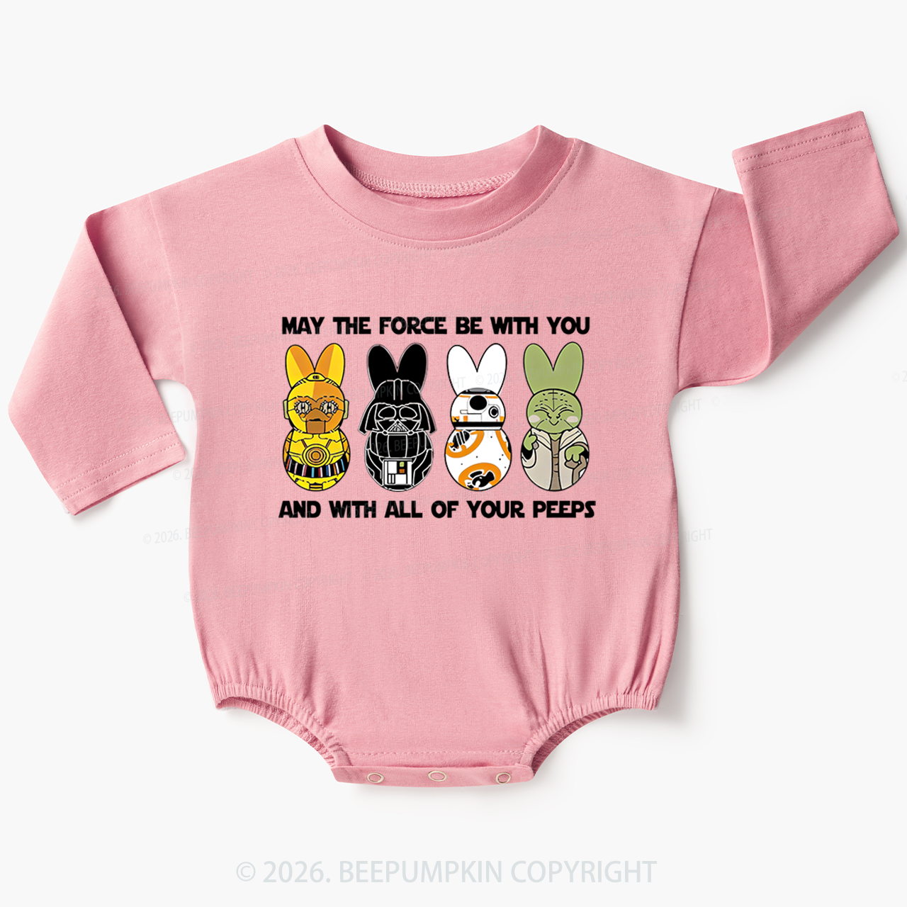 Bunny Ears Happy Easter Baby Bubble Romper Beepumpkin