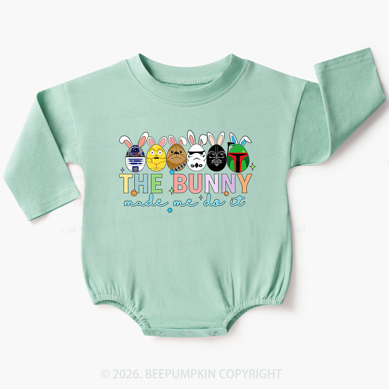 Cute Cartoon Characters Happy Easter Baby Bubble Romper Beepumpkin