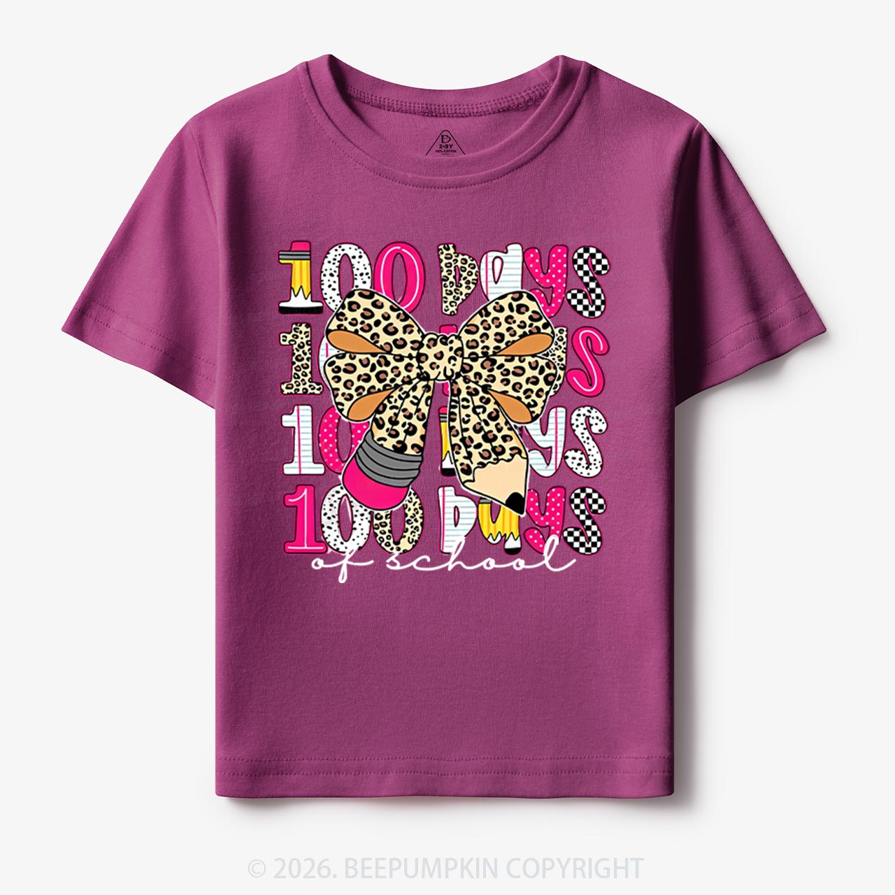 Leopard Love 100 Days Of  School Edition Toddler&Kid's Tees Beepumpkin
