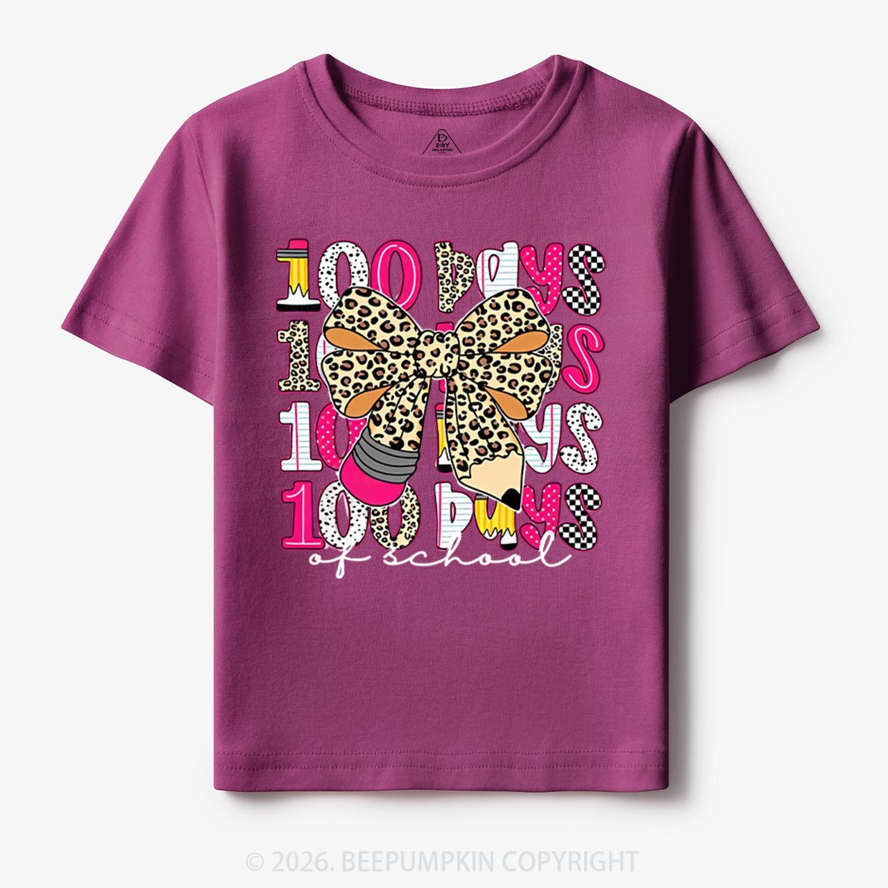 Leopard Love 100 Days Of  School Edition Toddler&Kid's Tees Beepumpkin
