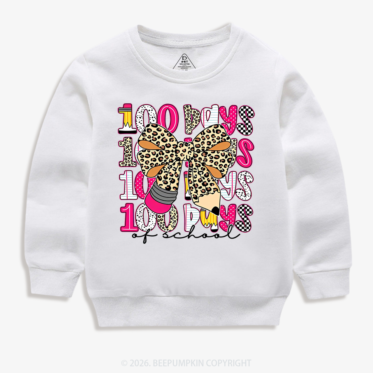 Leopard Love 100 Days Of  School Edition Toddler&Kid's Sweatshirt