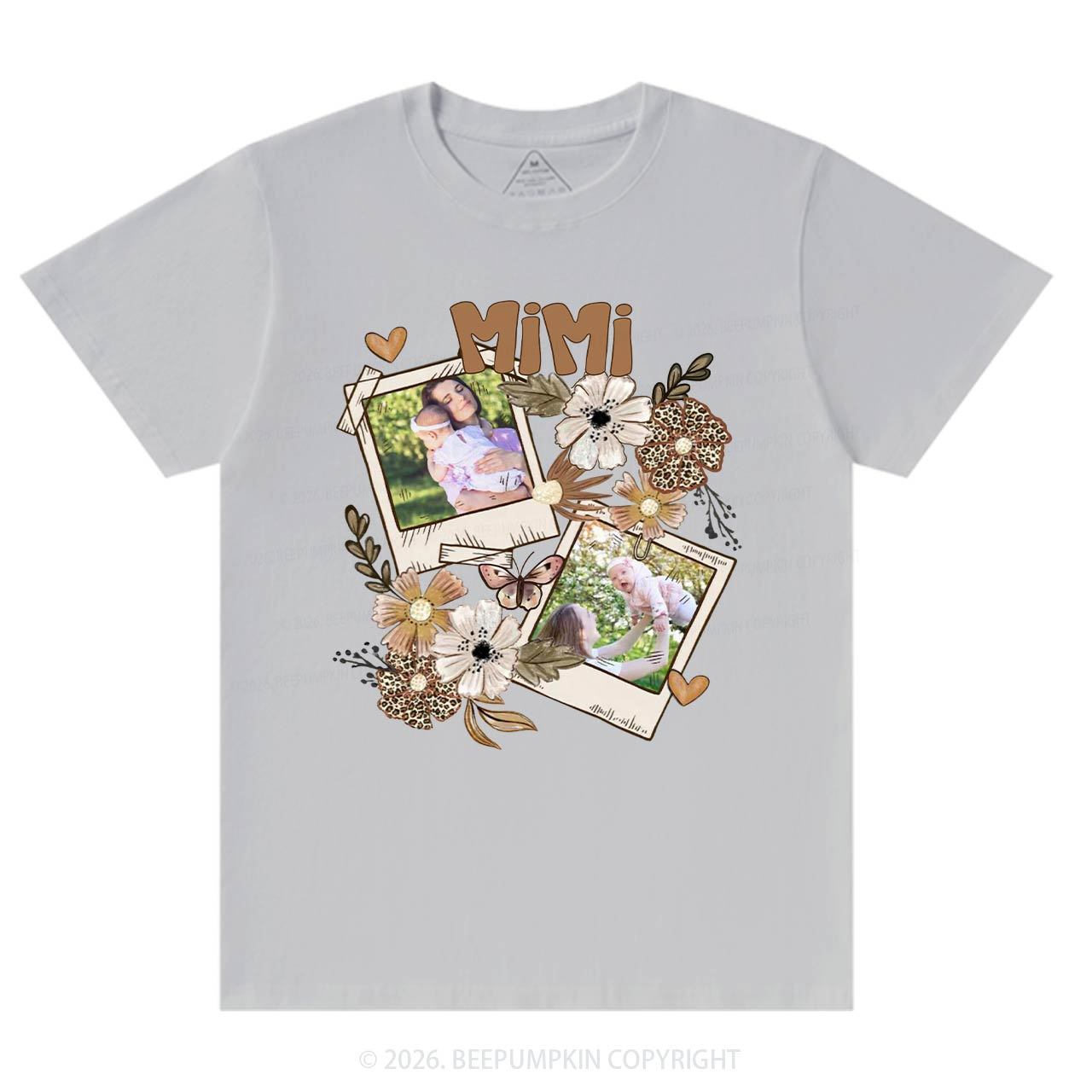 Personalized Photo With Floral T-Shirt For Mom