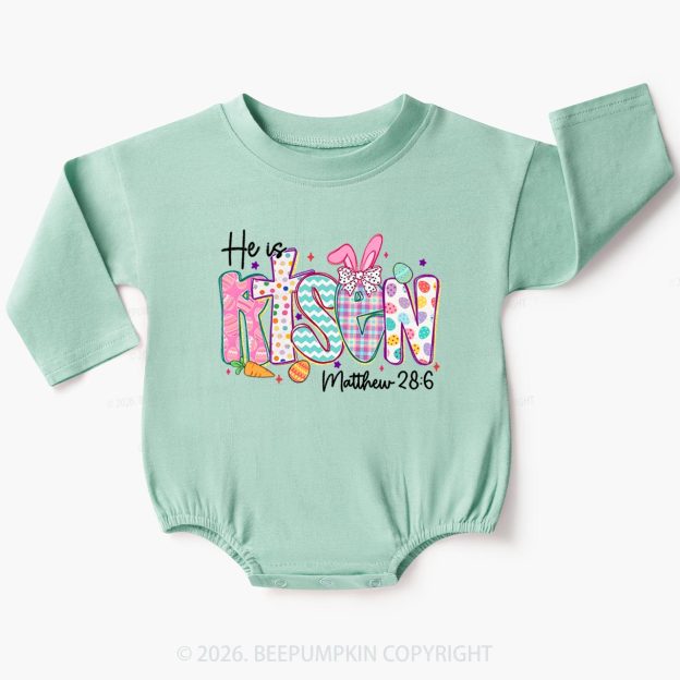He Is Risen Christian Easter Baby Bubble Romper