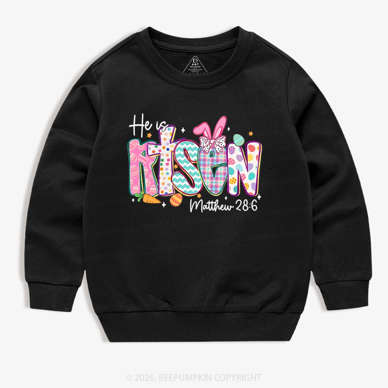 He Is Risen Christian Easter Kid's Sweatshirt