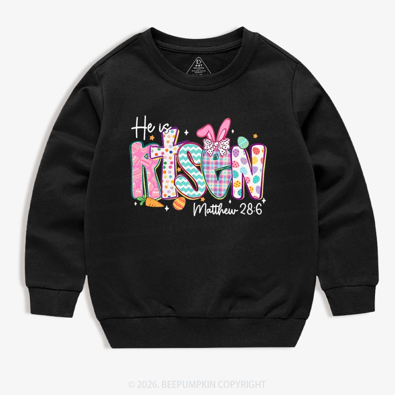 He Is Risen Christian Easter Kid's Sweatshirt