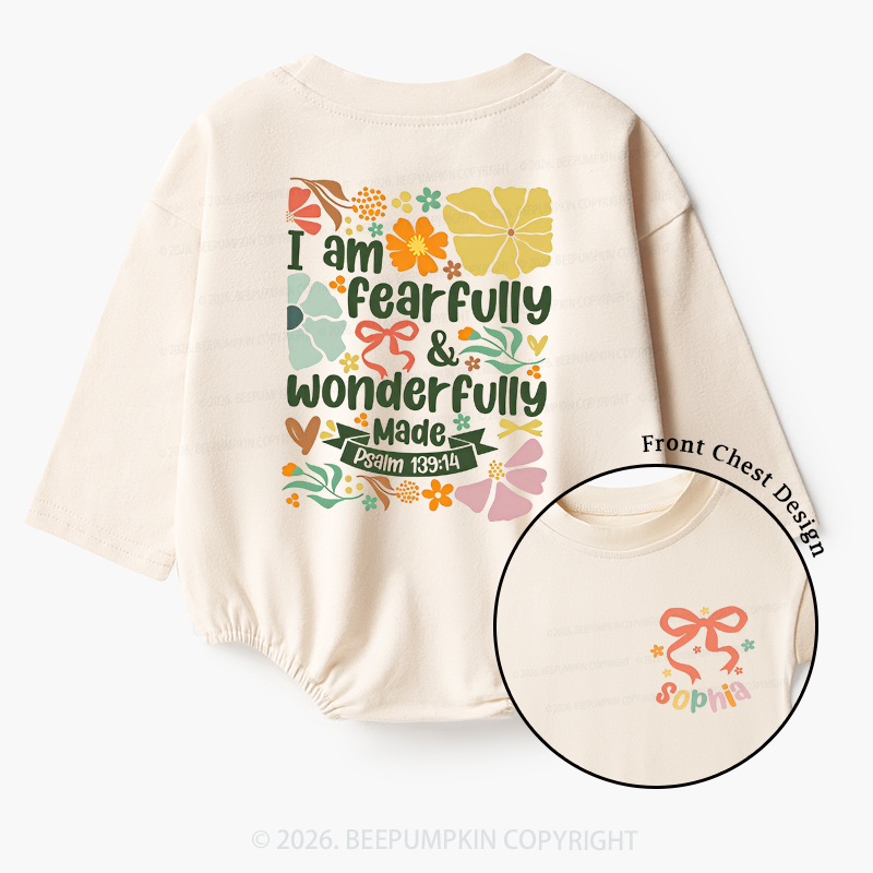Personalized Name Fearfully And Wonderfully Baby Bubble Romper