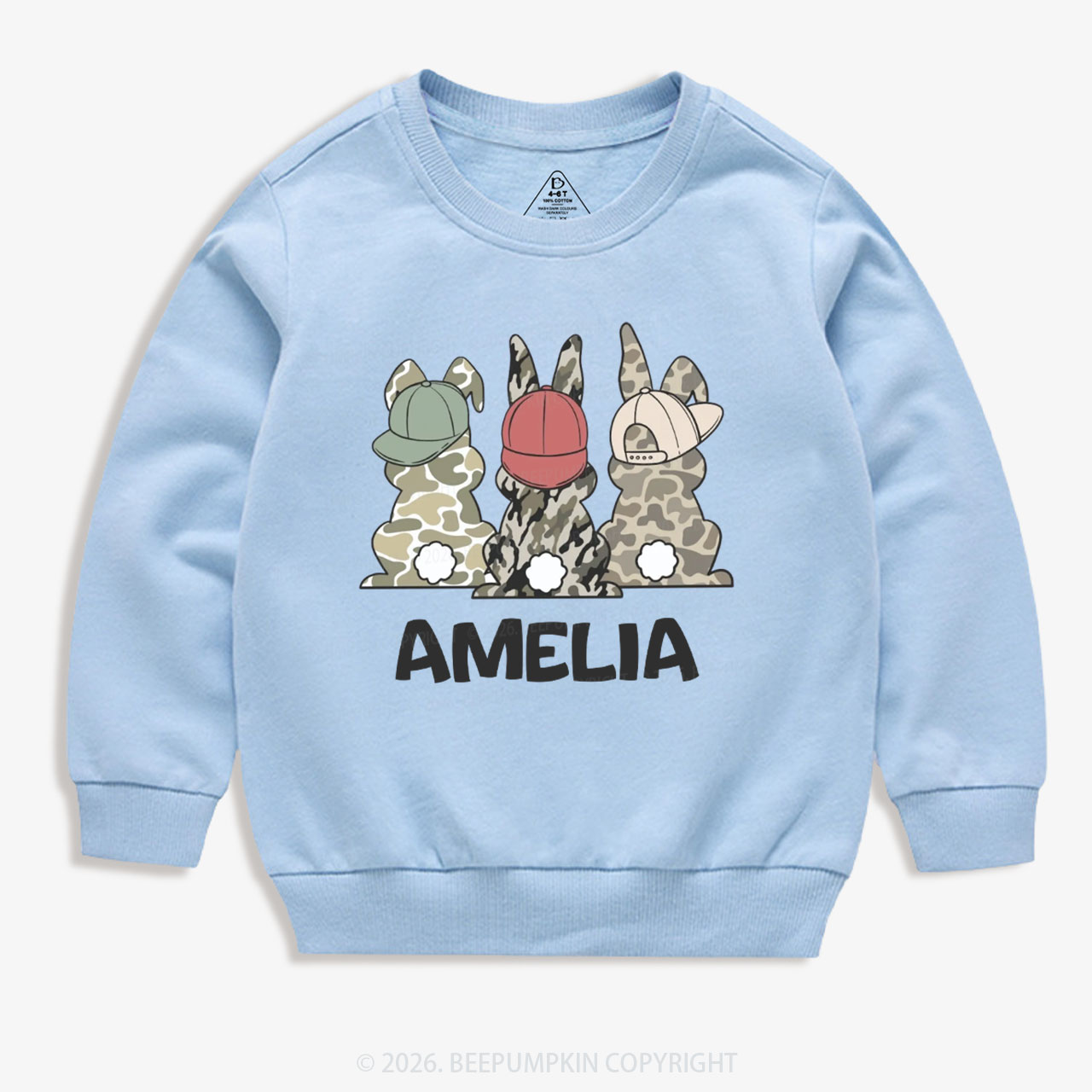 Personalized Camo Easter Bunny Kid's Sweatshirt