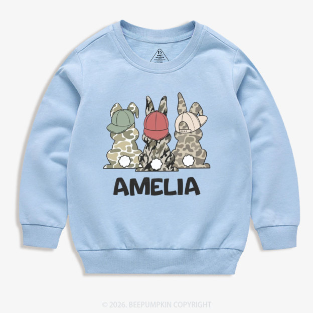 Personalized Camo Easter Bunny Kid's Sweatshirt