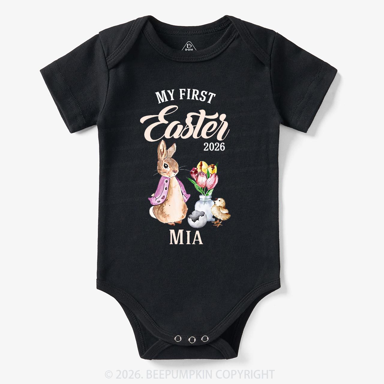 Personalized Little Pink Bunny’s First Easter Baby Bodysuit
