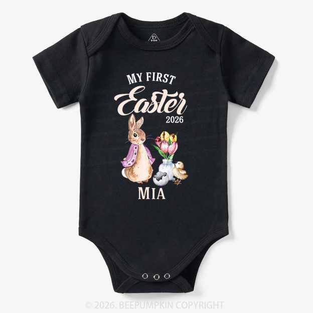 Personalized Little Pink Bunny’s First Easter Baby Bodysuit