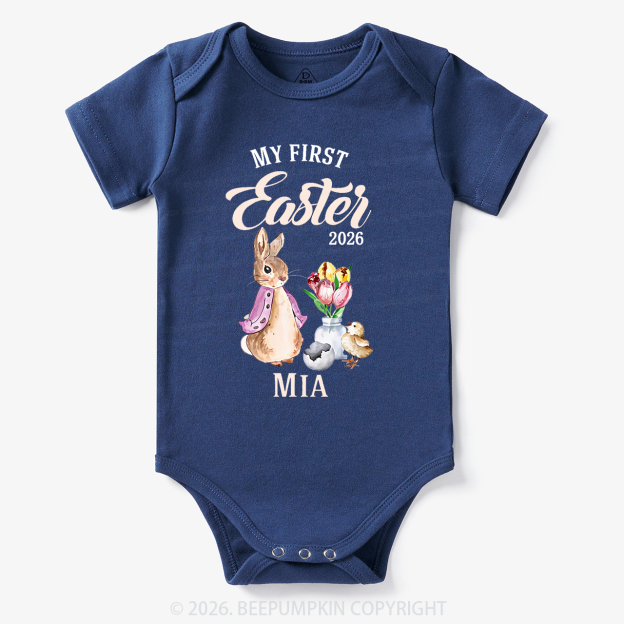 Personalized Little Pink Bunny’s First Easter Baby Bodysuit